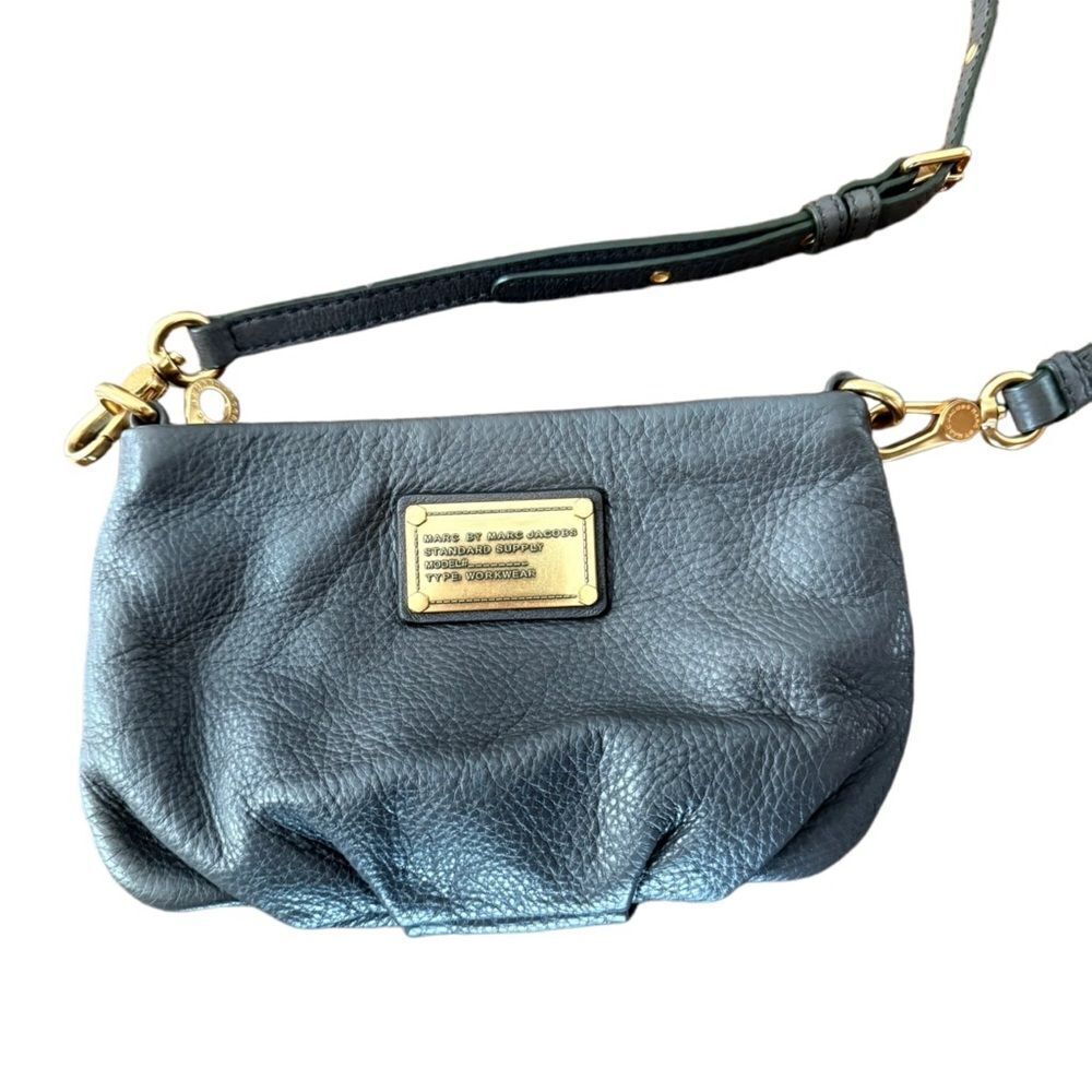 Marc Jacobs Classic Q Percy Leather Crossbody Bag Grey Gold - Picture 3 of 11